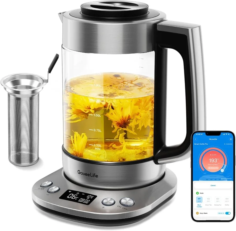 

Smart Electric Kettle with Tea Infuser for Loose Leaf, 1.7 L Electric Tea Kettle with Brewing Program