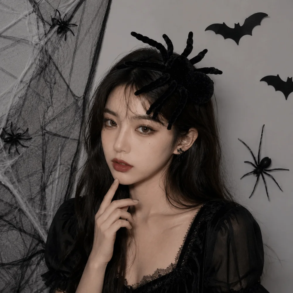 Cartoon Spider Headband Animal Plush Women Hair Hoop Headwear Long-legged Spider Halloween Hairbands Makeup Dance Party