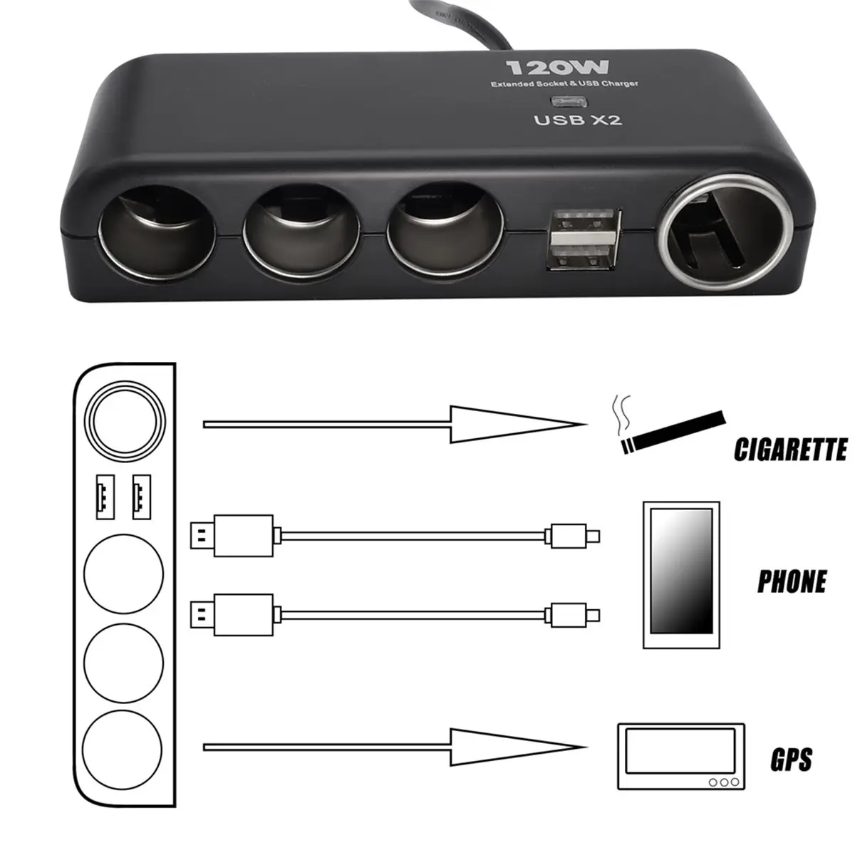 Y65A Dual USB 4 Ports Universal Auto Car Lighter Socket Multi Splitter Charger Plug Adapter Phone Quick Charger