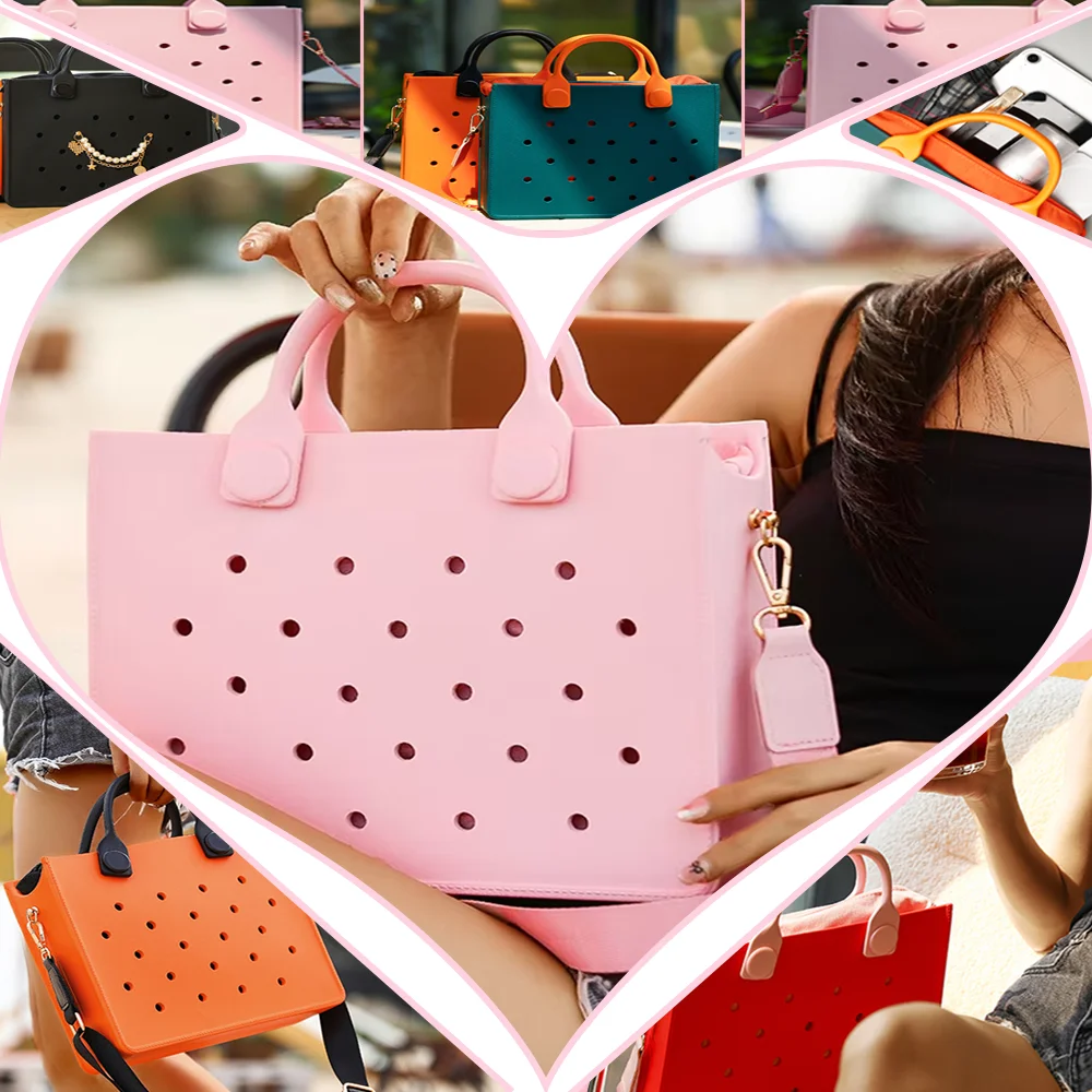 Pink Fashion Shoulder Bag for Women,Decorative Trendy Tote Bag for Shopping Dating,EVA Soft Simple Tote Bag Sealed Interior