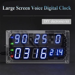 Large Screen Voice Clock Kit High Precision Perpetual Calendar Digital Clock Electronic DIY Welding Training Loose Parts