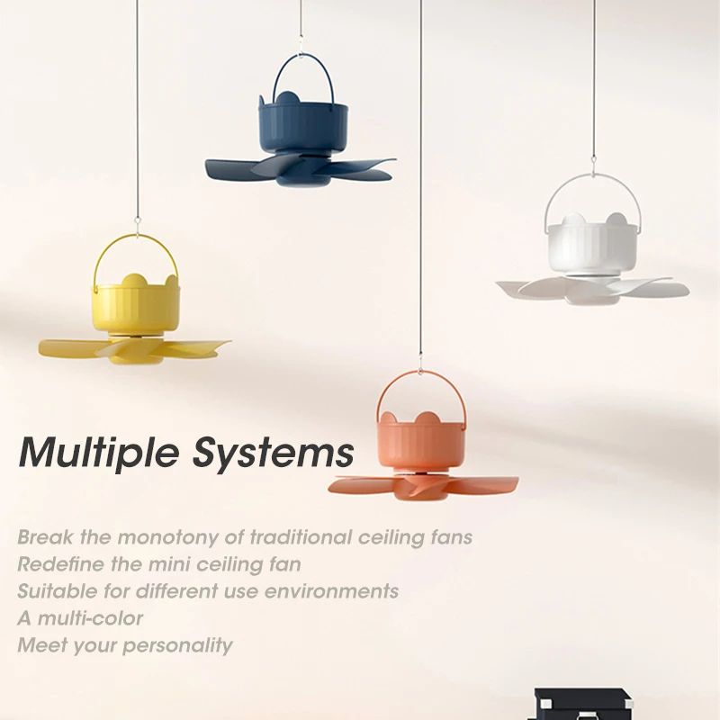 Ventilador de techo portátil recargable por USB con Control remoto, ventilador de sincronización para acampar al aire libre, ventilador de techo para dormir en el hogar, ventilador de cama