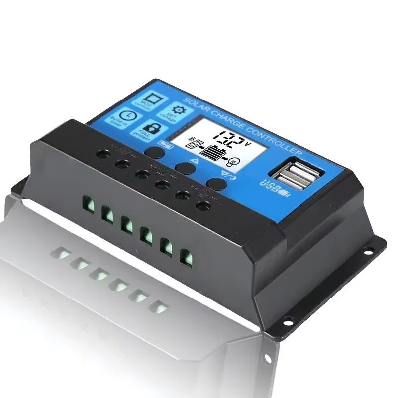 Solar Charge Controller 10A 30A PWM 12V24V Auto Battery Charge Regulator Controller LCD Dual USB For Solar Panel PV Home Systems