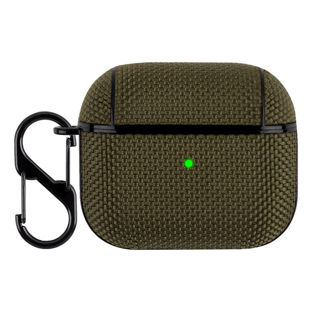 Funda de tela de nailon para Airpods 3 Pro, cubierta dura para auriculares, accesorios de PC, Protector con llavero