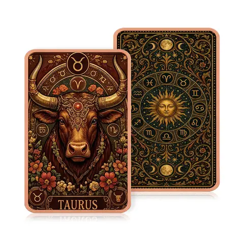 Taurus Zodiac 1 oz 5 oz AVDP .999 Fine Copper Bar UV Printed Vintage Astrology 12 Constellation Pure Copper Bullion Gift Decor
