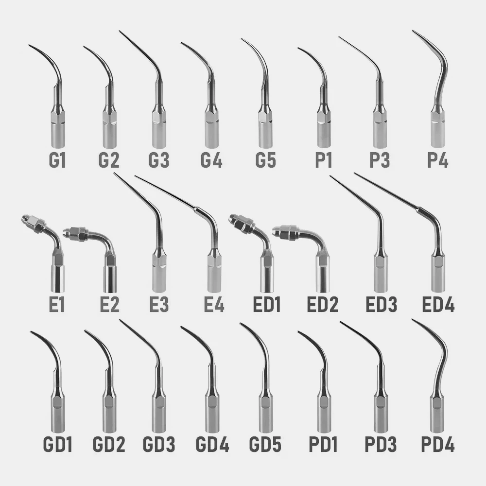 5pcs Dental Ultrasonic Scaler Tip P1 G1 Scaling Periodontics Endodontics Endo Perio Scaling Tips Fit EMS Woodpecker SATELEC DTE