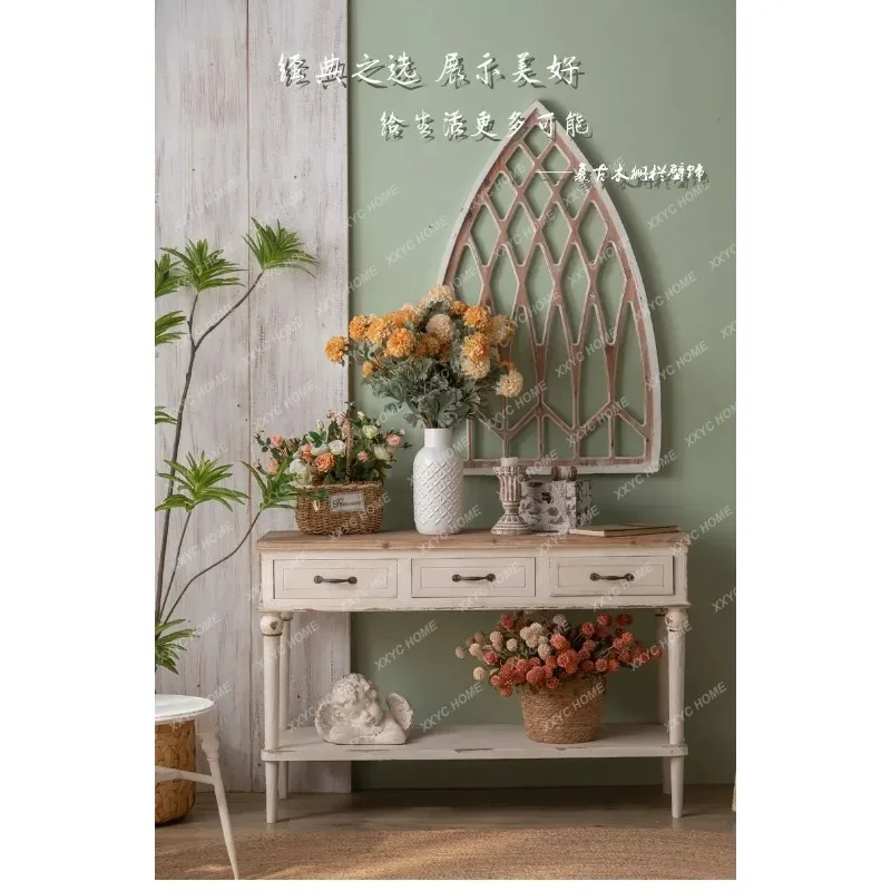 XXWhite retro decoration console table B&B distressed antique jewelry store display table