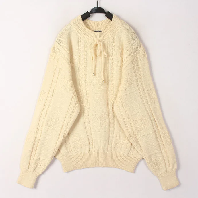 

Vintage Style Women's Knitted Wool Sweater Open Cardigan Bean Pattern 3D Crochet Loose Fit Long Sleeve Autumn Winter Wear
