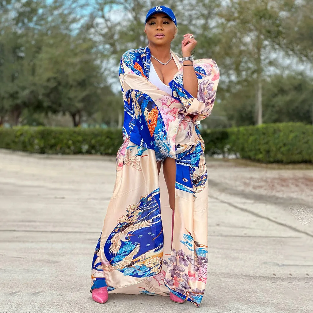 2024 Summer Streetwear Sexy Club Party Outfits New printing women's multi-color optional average Beach cloak