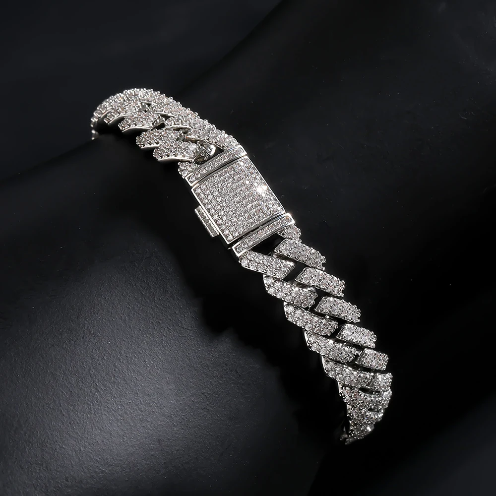 

Full Paved Cubic Zirconia Bracelet Cuban Chain Luxury Jewelry Fashion Daily Wrist Chains Bangle Band Anklet Gift For Men Women