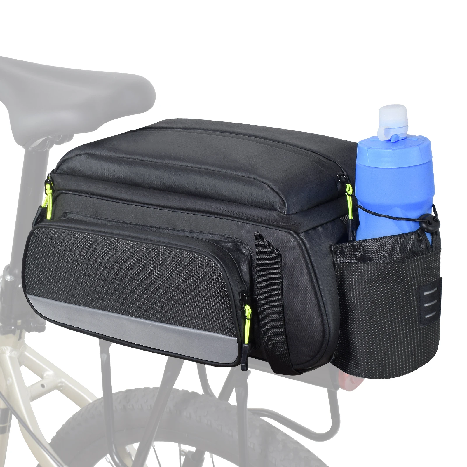 26 Modelle von doppellagigen Gepäckträgertaschen, Fahrrad-Gepäckträgertaschen – doppellagige 12L reflektierende Fahrrad-Satteltasche mit Schultergurt, Fahrrad-Hecktasche für Fahrräder und E-Bikes,