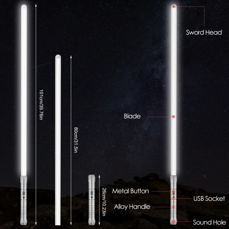 WANARICO RGB Lightsaber With 10 Sets Of Sound Effects Mode FX Duel Lightsaber Aluminum Handle With Tone Color USB Charge Xmas