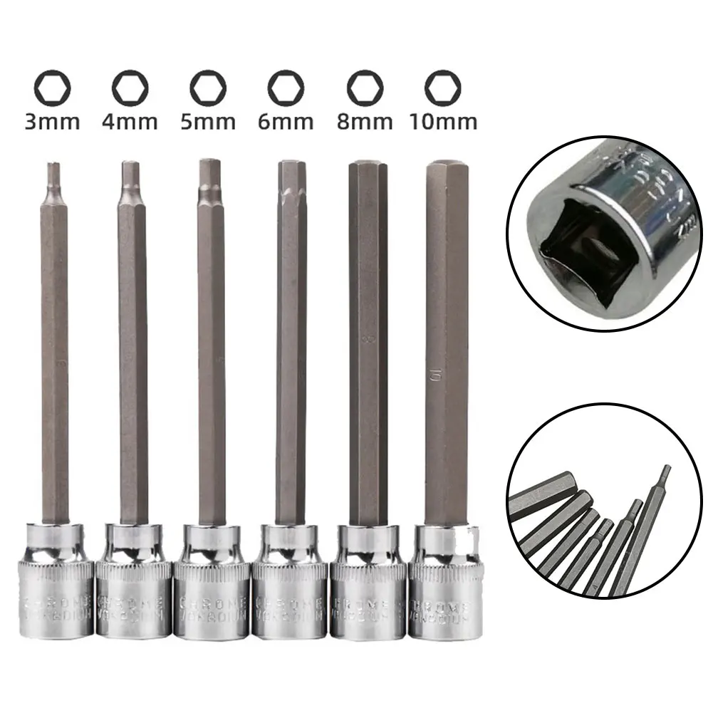 1pc 3/8 Inch Drive Wrench Socket Adapter Hex Screwdriver Bit Sockets Hand Tool Socket Joint Hexagonal Screwdriver H3-H10