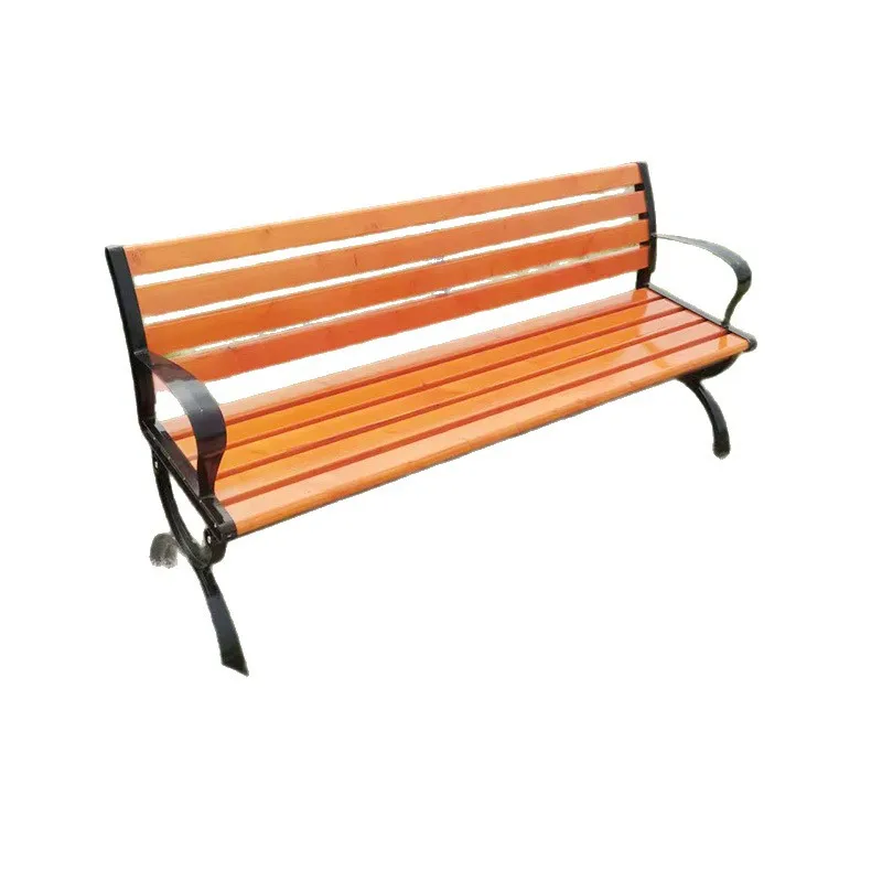 

Park Chair Outdoor Bench, Outdoor Recreational Backrest Anti-corrosion Wooden Iron Cast Aluminum Seat
