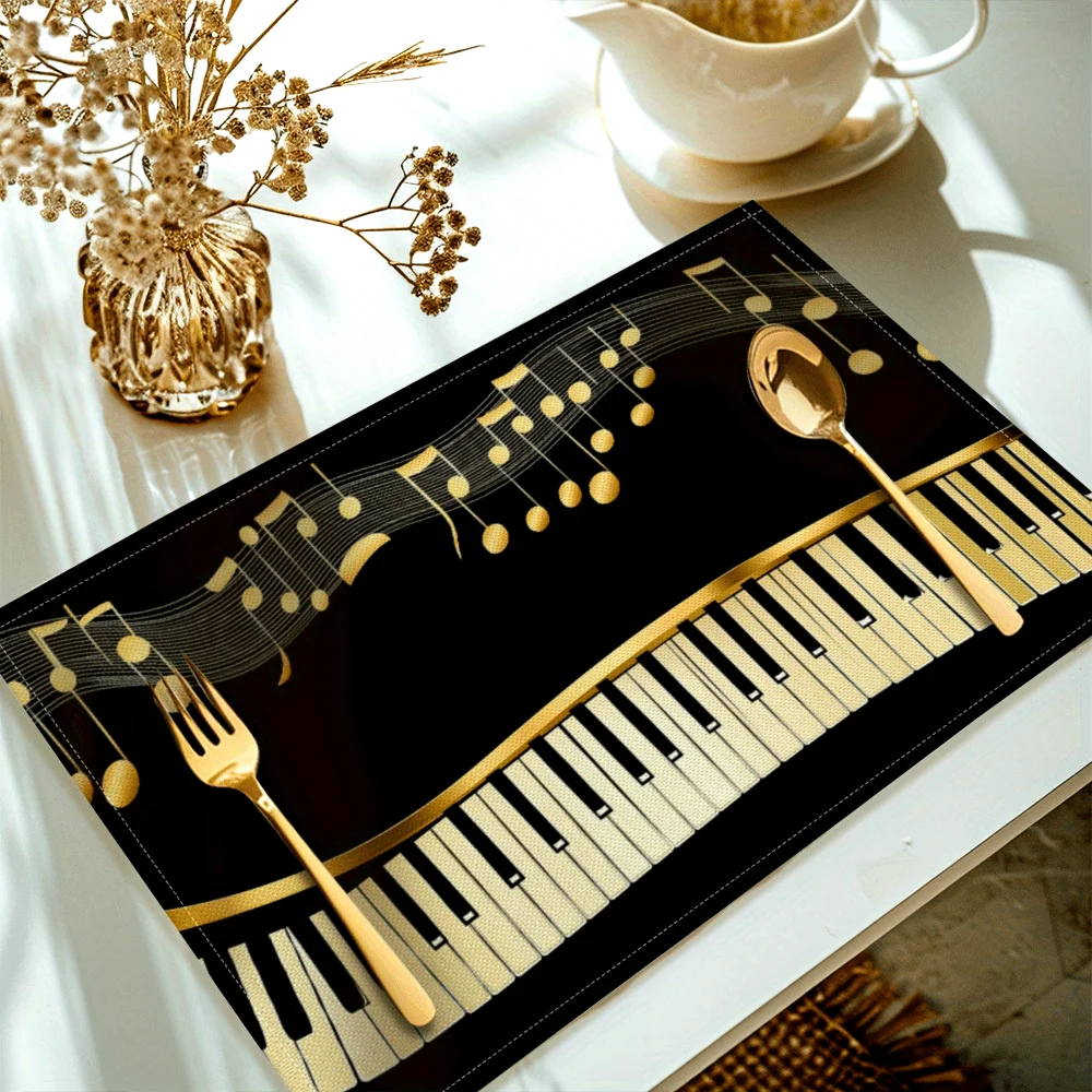 

1PC Piano Printed Placemats, Linen Placemats for Kitchen Dining Table Decoration