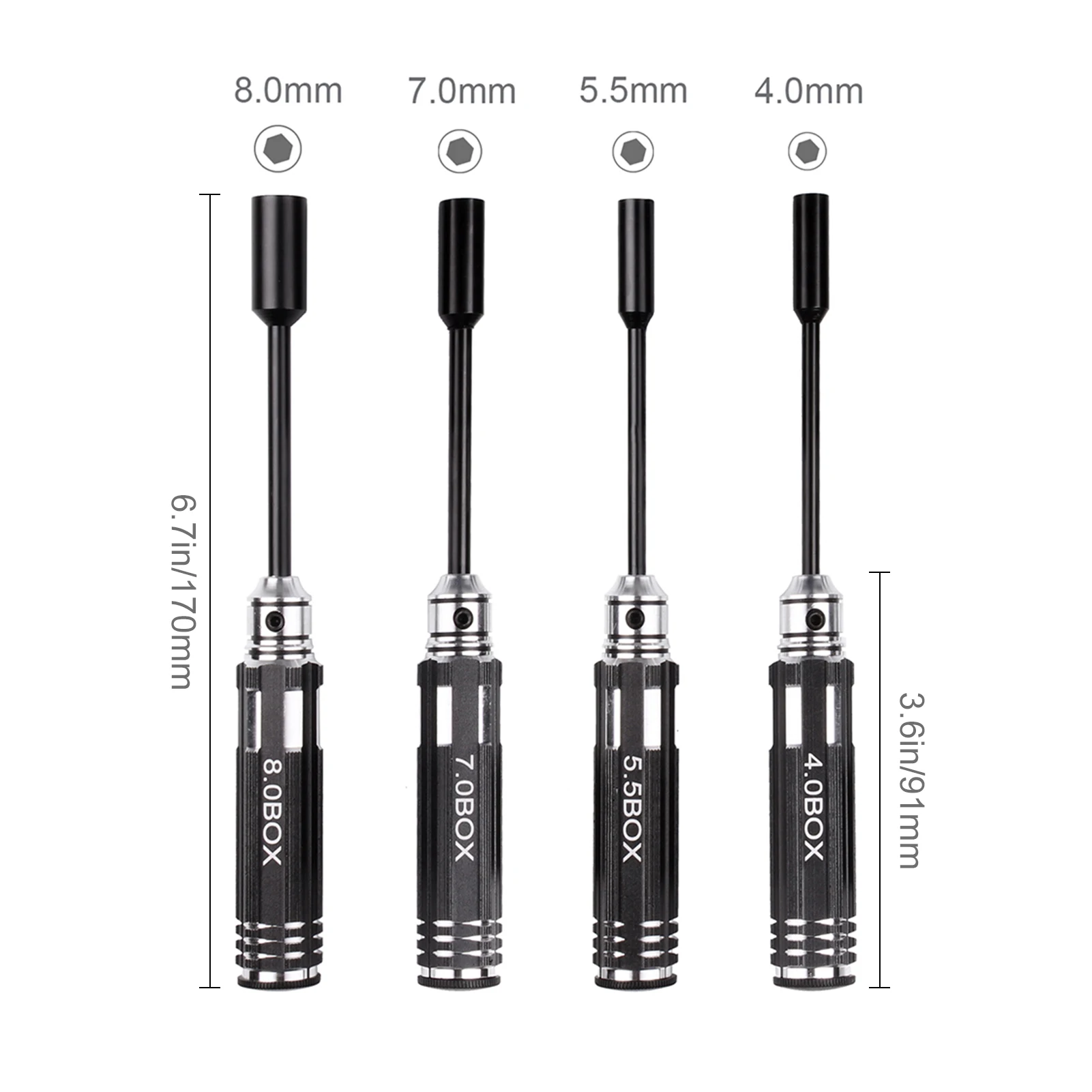 Hobbypark RC Hex Nut Driver Set Hexagonal Head Wrench 4.0/5.5/7.0/8.0mm for Quadcopter Helicopter FPV Drone Car Airplane