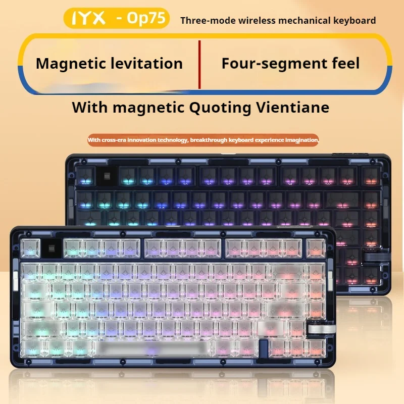 IYX Op75 Mechanical Keyboard Tri Mode Wireless Bluetooth 2.4g Keyboard Magnetic Levitation Hot Swappable 75 Keys Gaming Keyboard