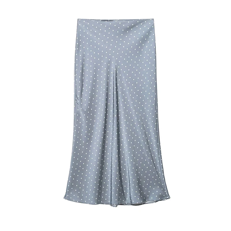 

YENKYE Лето 2026 Женская длинная атласная юбка в горошек с высокой талией