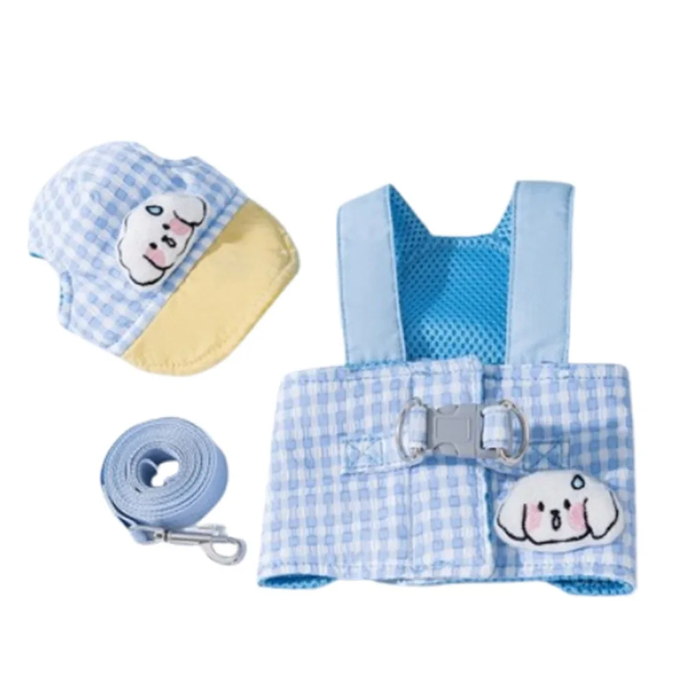 

Adjustable Dog Harness Set Soft with Traction Rope Pet Traction Set with Hat Breathable Dog Vest Harness Puppy Accessories