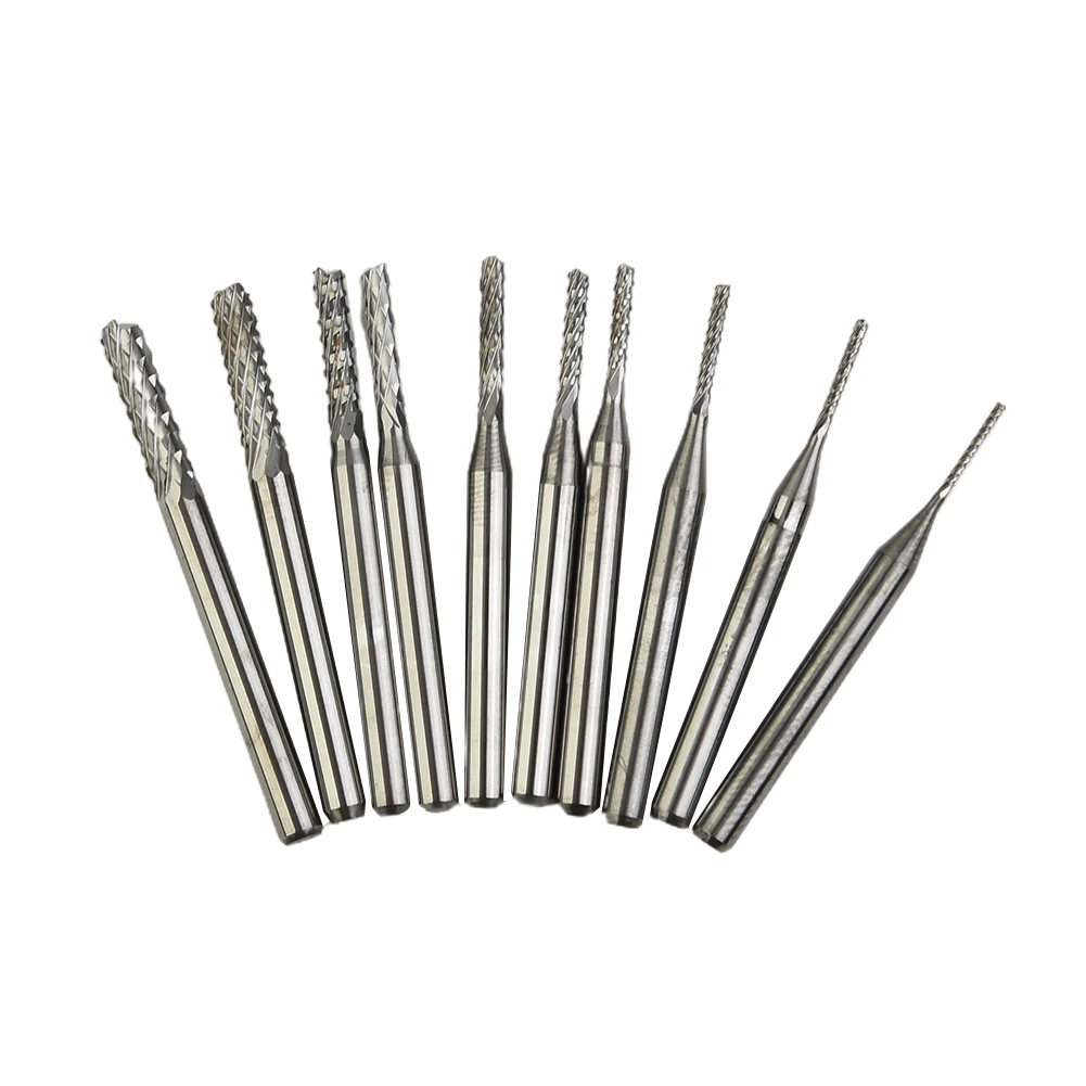 10PCS 0.8-3.175mm PCB Engraving Rotary Drill bit End Mill Tool Cemented carbide 1/8\" Set Cutter CNC Ark Brand new