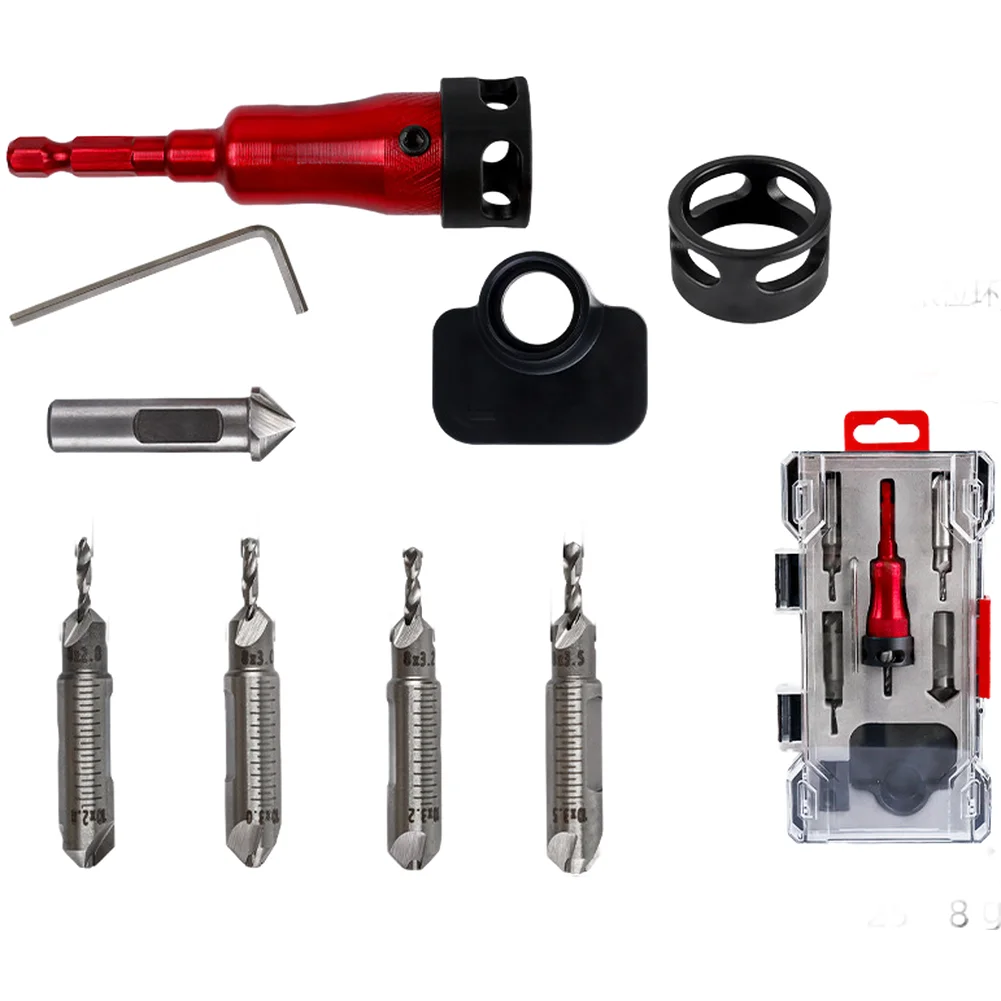Adjustable Depth Limit Countersink Drill Bit Set With Hex Shank For Wood Aluminum And Iron Drilling Projects