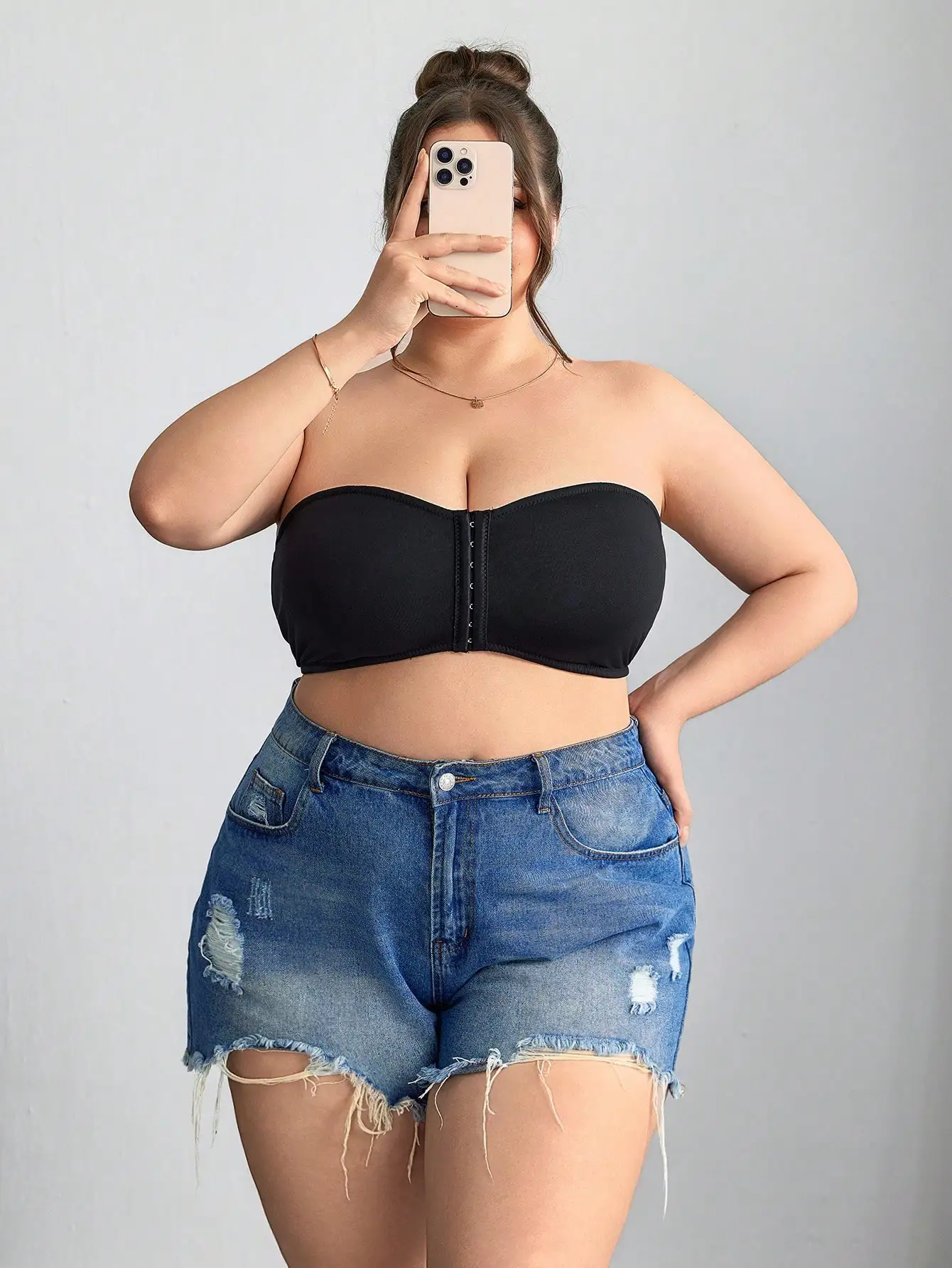 

Женский топ без бретелек с застежкой спереди, без подкладки, больших размеров