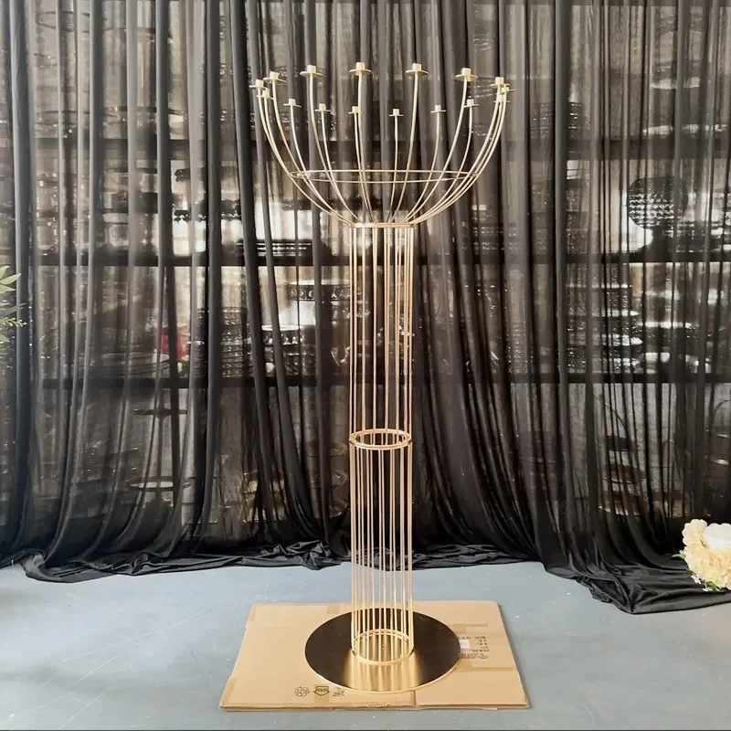 Electroplated Wrought Iron Wedding Flower Stand Stage T Table Road Guide Decorative Ornament for New Marriage Supplies Props
