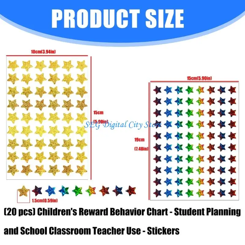 U75B ملصق نجمة لاصق لامع للأطفال ملصق تحفيزي لمجلة الكمبيوتر المحمول