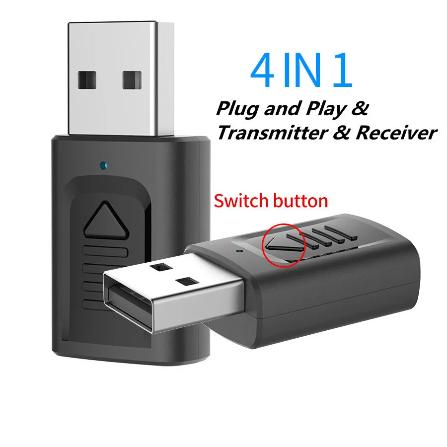 

M135 USB Bluetooth Adapter For Windows 10 8 7 Wireless Receiver Blutooth5.0 PC Audio Transmitter A2DP AVRCP Dongl with Aux Cable