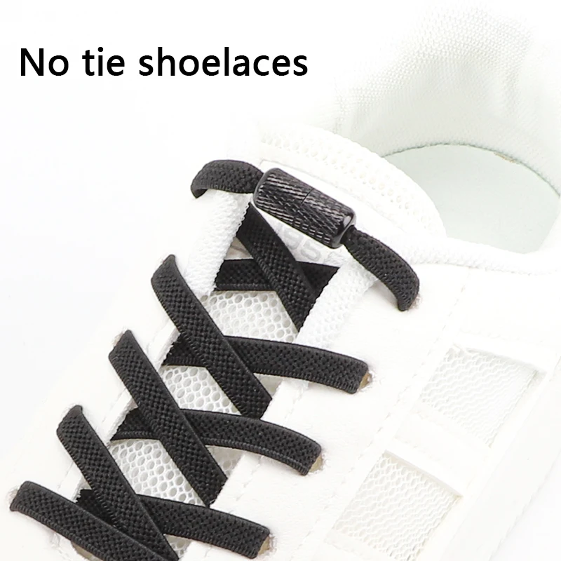 No Tie Shoelaces Metal Lock Flat Elastic Shoe Laces Sneakers Kids Adult Shoelace Flower Noodle Capsule Buckle Shoes Accessories image 3