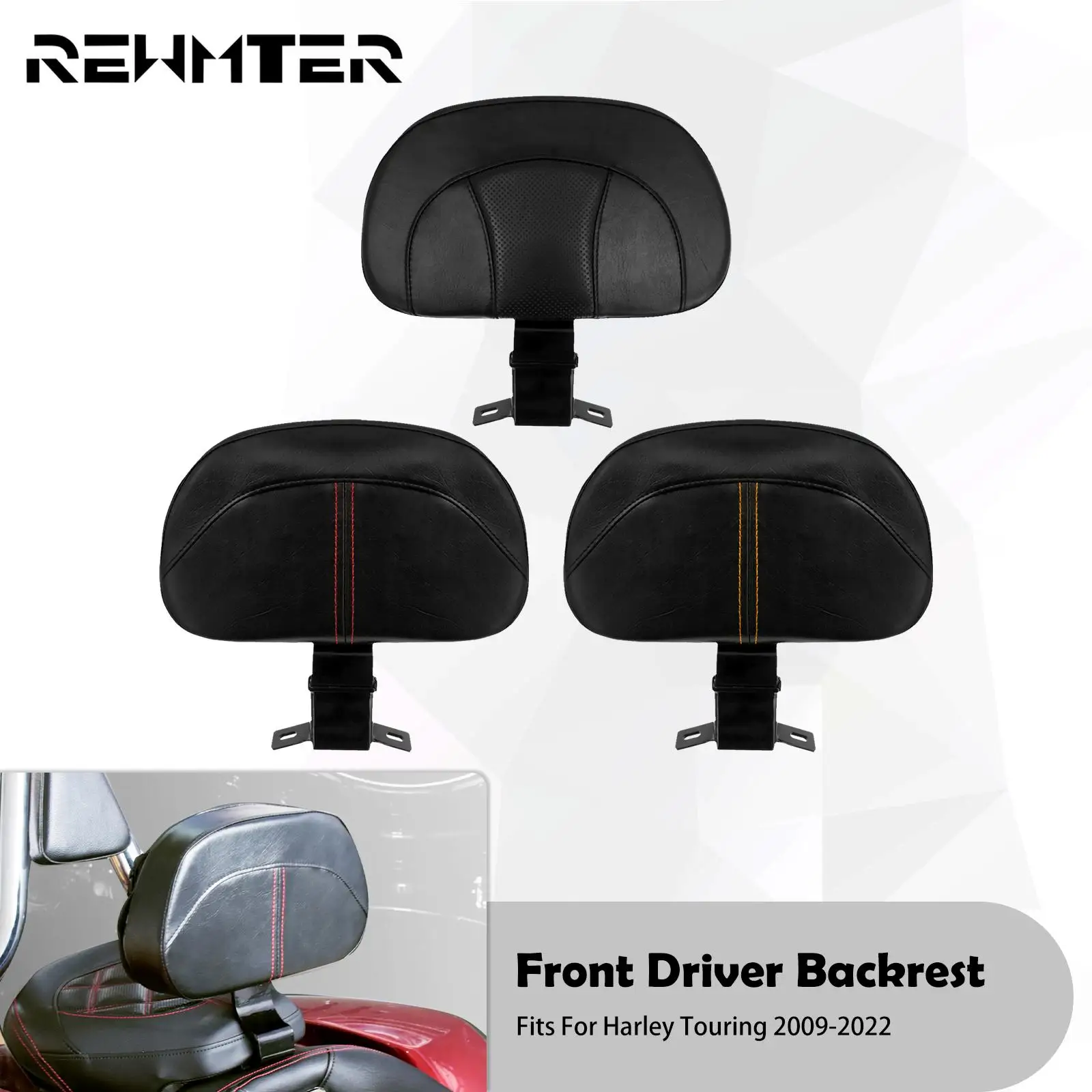 Motorcycle Black Front Driver Rider Backrest Mounting Kit For Harley Touring CVO Street Glide Road King Special Classic 2009-22