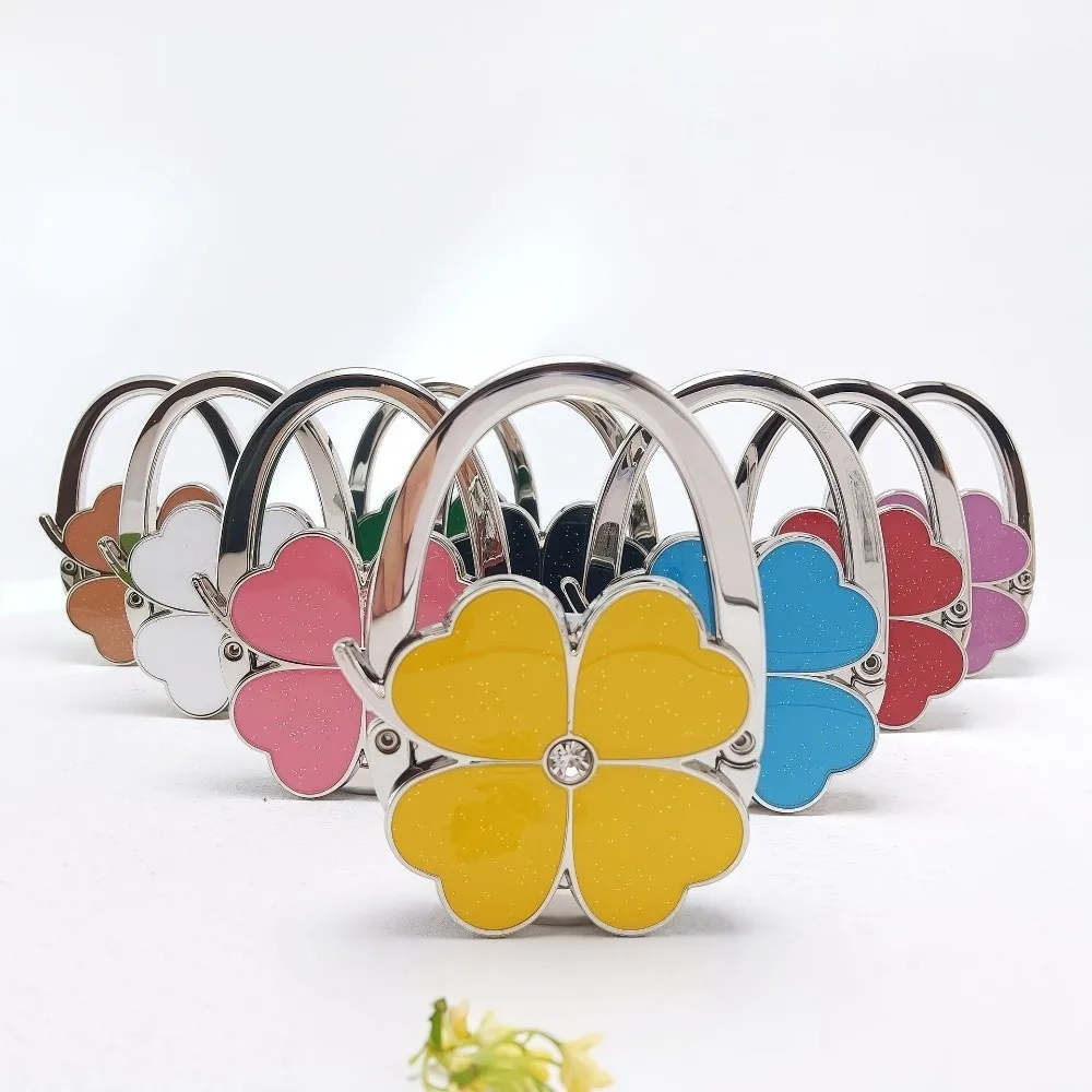 NEW Foldable Handbag Hook for Women Portable Four-leaf Clover Purse Holder Durable Creative Bag Hanger for Table