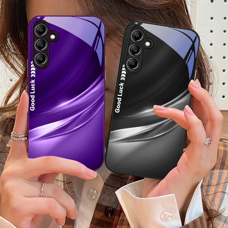 ラッキーグラデーションリップルサムスンギャラクシー A14 4 グラム 20 30 52 20S 21S 22 32 33 34 42 50 51 53 54 70 71 72 73 5 グラムガラス電話ケース