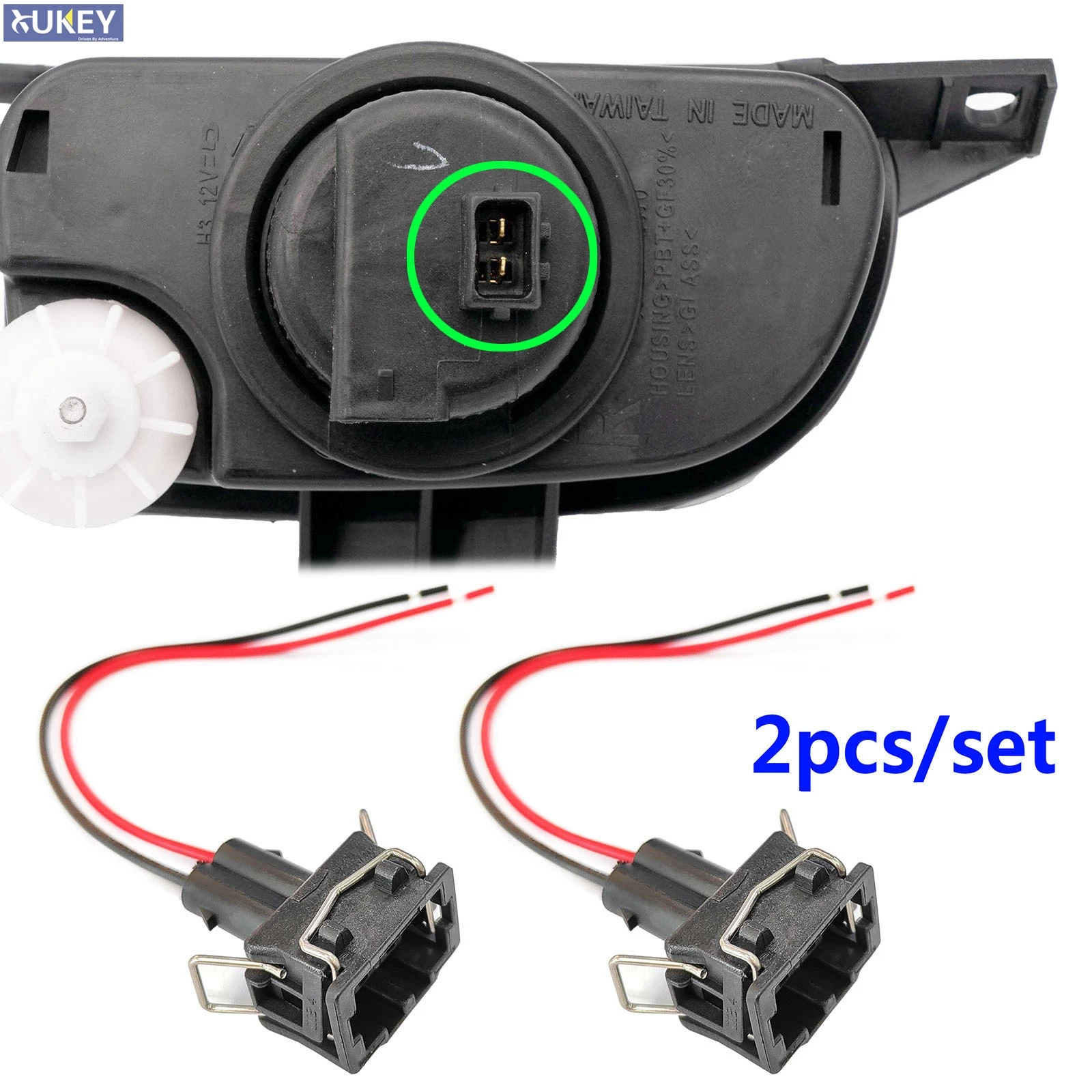 2pcs For VW Transporter T4 Fog Light Lamp Connector 2-pin Plug Female Adapter Prewired Harness Wiring Socket DRL 357972752