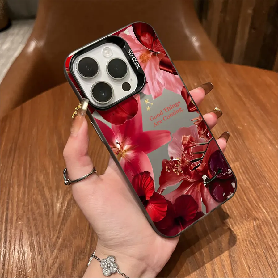 Red blooming flowers Phone for iPhone 17 to 11 Pro Max Plus