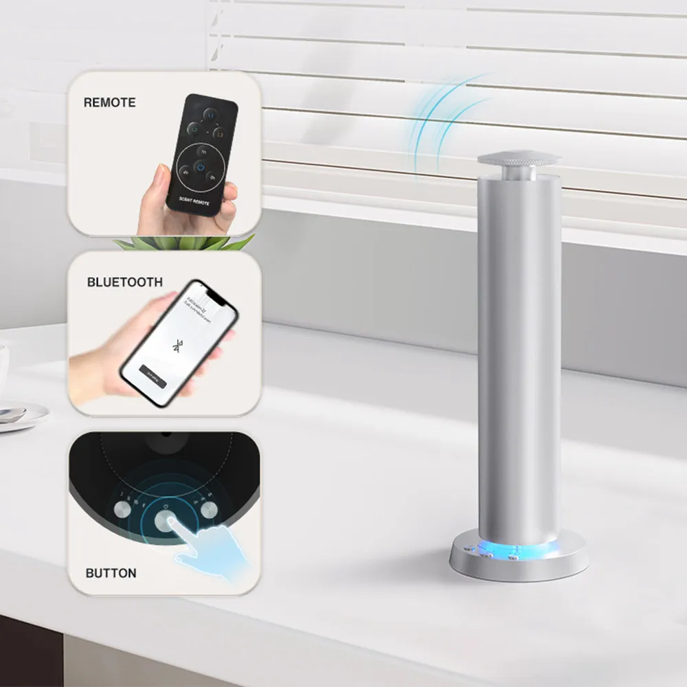 Home Fragrance Perfume Bluetooth Aroma Diffuser Battery Metal Material Air Flavoring 120ML Essential Oil Capacity Column Machine