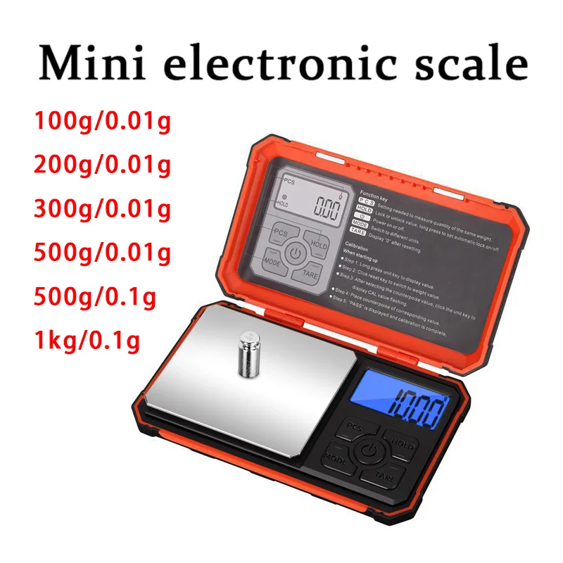 Digital Mini Scale 0.01g/0.1g Precision Pocket Scale with 10g Calibration Weight Electronic Scale for Food Gold Jewelry Diamond