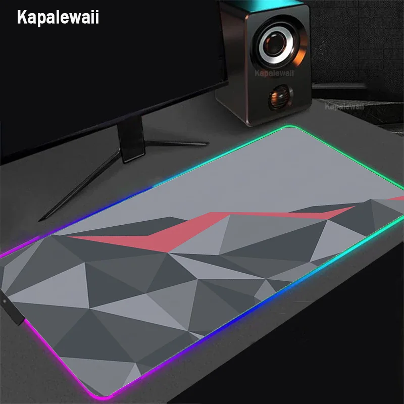 

Geometric Art RGB Large Gaming Mouse Pad Oversize Glowing Led Extended Mousepad Rubber Base Computer Keyboard Pad Mat XXL 100x50