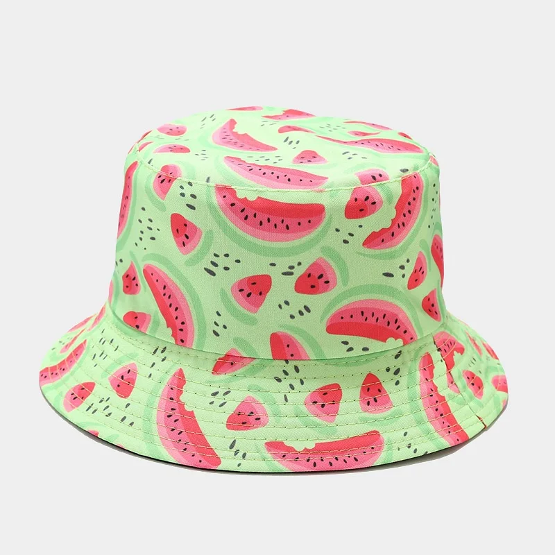 Kreative bedruckte Eimerkappe mit Fruchtmuster, Unisex, Freizeit-Fischerhut für den Außenbereich, Sommer-Strand-UV-Schutz-Sonnenhut, Panama-Bob – Detail 21