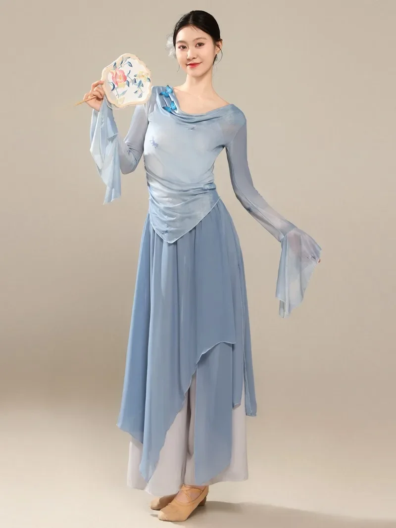 Traditional Chinese Folk Dance Costume Classical Yangko Clothing National Umbrella Fan Dance Ancient Hanfu Performance Stage view 5