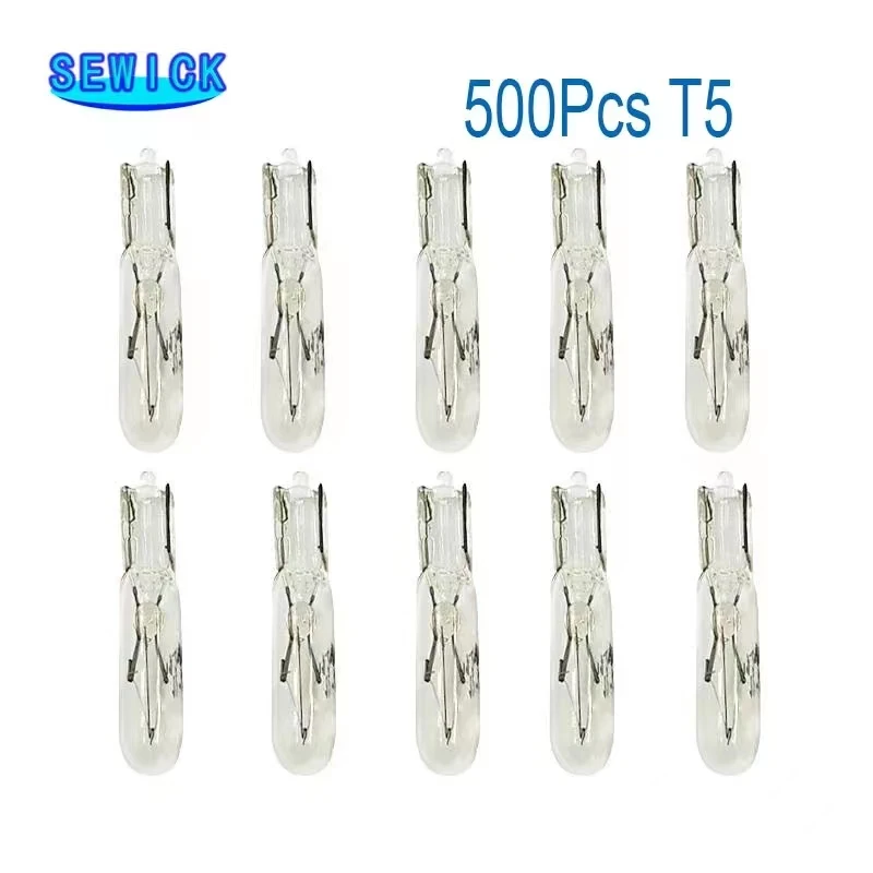 500pcs White W2W T5 12V 1.2w Car Halogen Lamp Instrument Lights Dashboard Bulb Auto Interior Light Car Styling