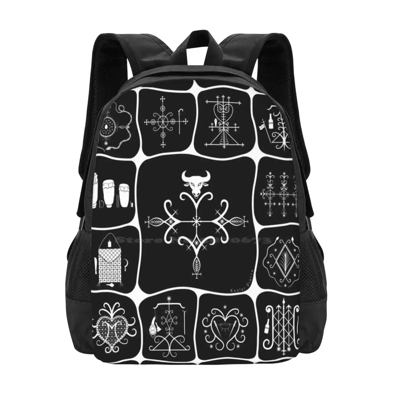 

Bosou Hot Sale Schoolbag Backpack Fashion Bags Bosou Vèvè Ayiti Vodou Symbol Lwa Symbol Vodou Ritual Haitian Symbol Haitian