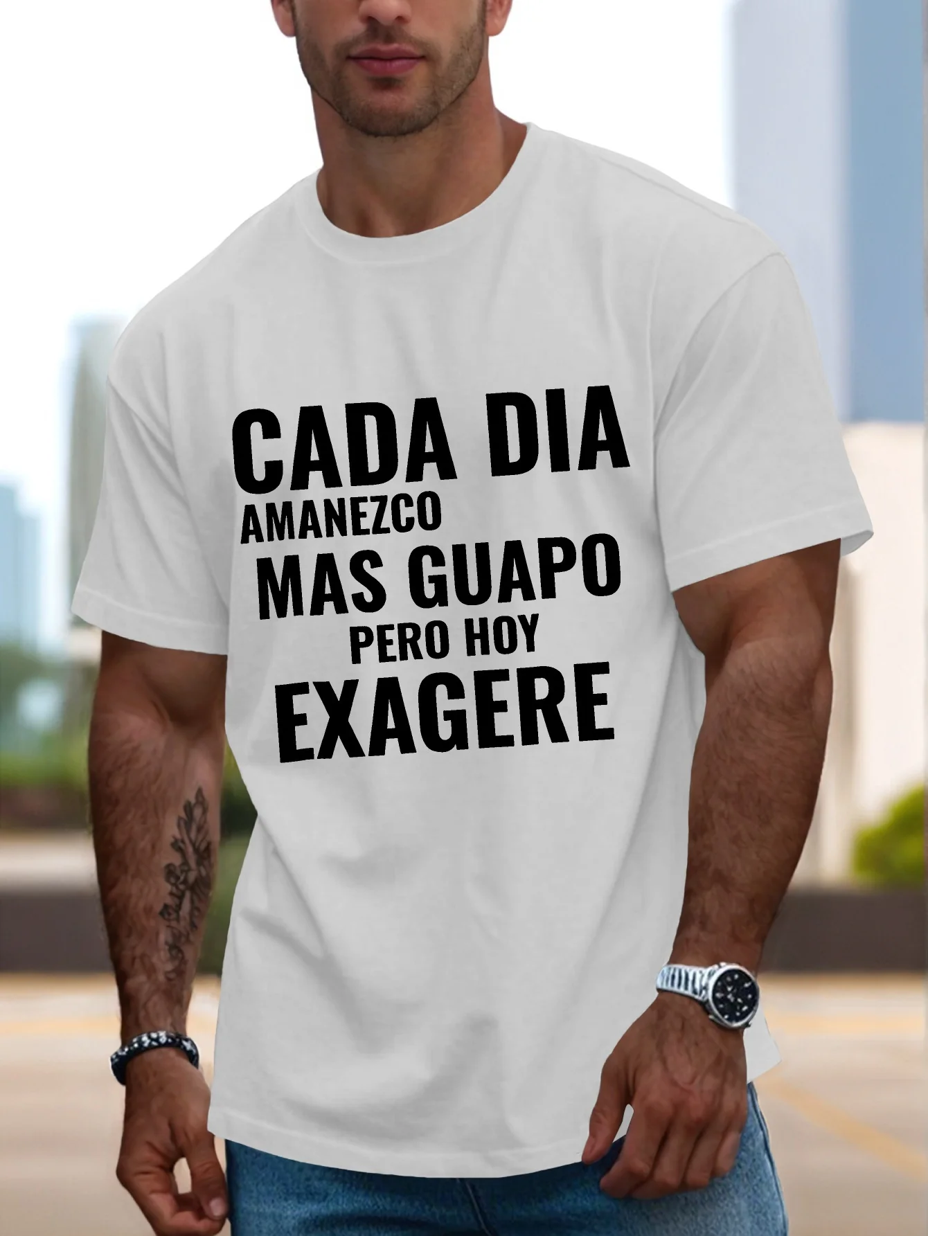 Camiseta divertida de manga corta para hombre en español