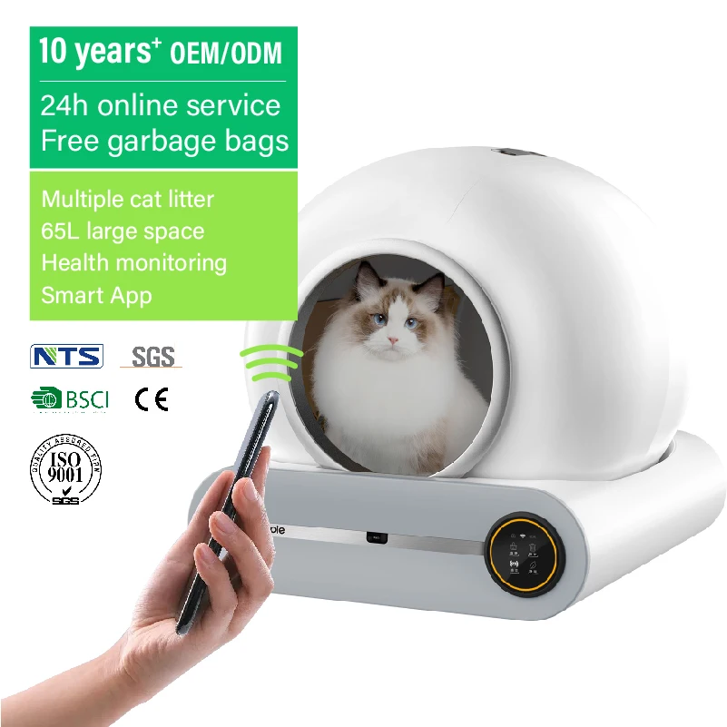 warehouse large portable Enclosed electric cat toilet smart automatic self cleaning cat box