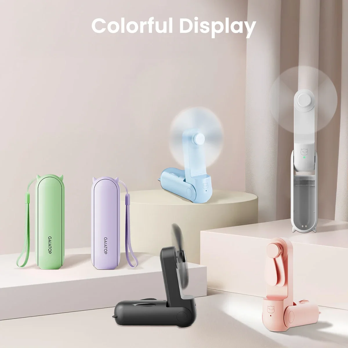 Portable Hand Held Fan with USB Rechargeable 2000mAh Battery, Foldable, Small,or Girls, Travel For Women, Outdoor Amagi