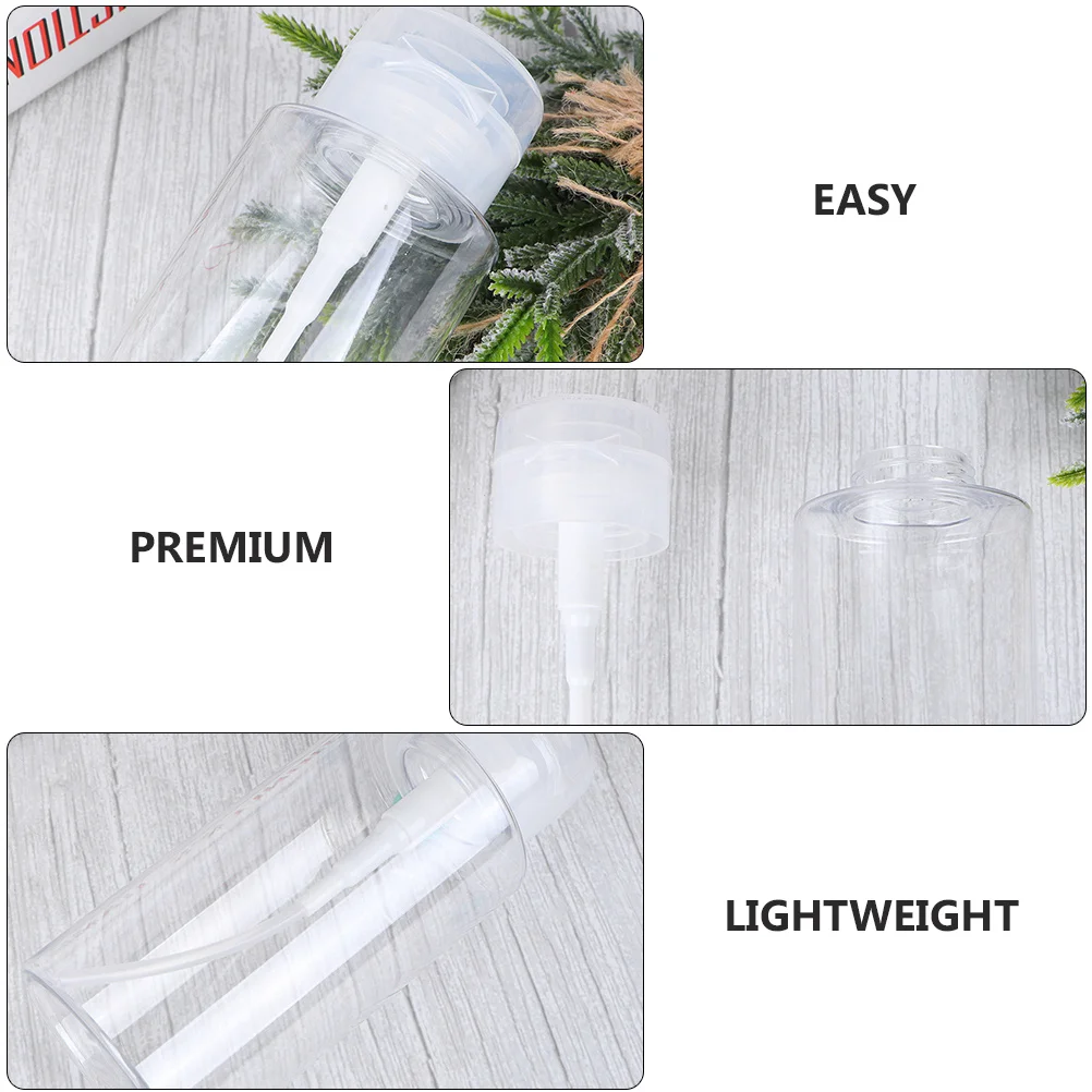 

4 pcs Makeup Remover Water Bottles 200Ml Transparent Reusable Plastic Pump Travel Lotion Dispenser For Essential Oil