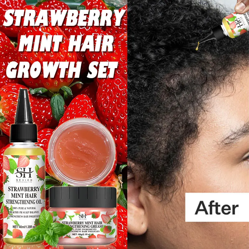 Strawberry Mint Growth Oil For Man Women Hair Strengthening Regrowth Thicken Oils Anti Hair Loss Scalp Treatment Serum Hair Mask