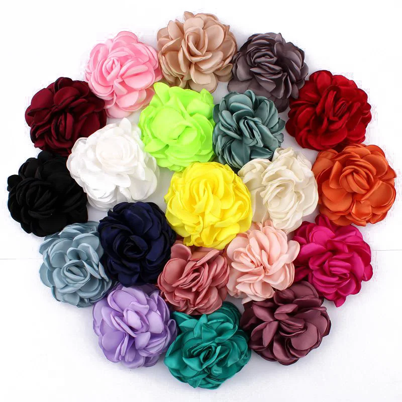 120pcs/lot 8CM 20 Colors Newborn Vintage Soft Artificial Fabric Flowers For Headbands Chic Hair Flowers For Children Accessories