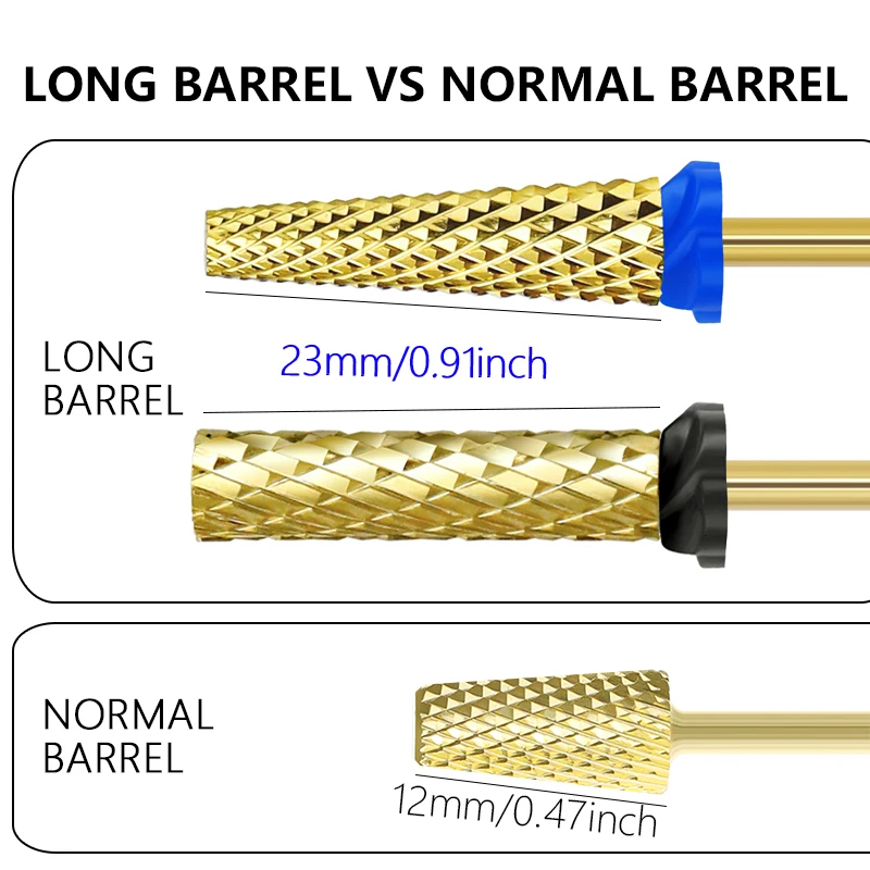 Brocas para uñas, cabezal de pulido de uñas, cabezal de pulido Ultra largo de 23mm, cabezal de pulido especial para taladro eléctrico de uñas