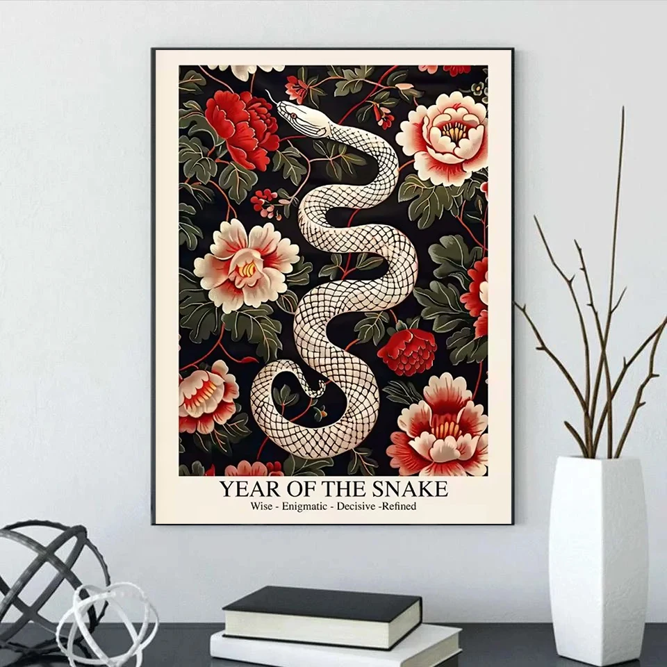 2025 Year of the Snake 5DDIY Diamond Snake Art Chinese Zodiac Retro Pictures Rhinotone Mosaic Home Decoration Gift